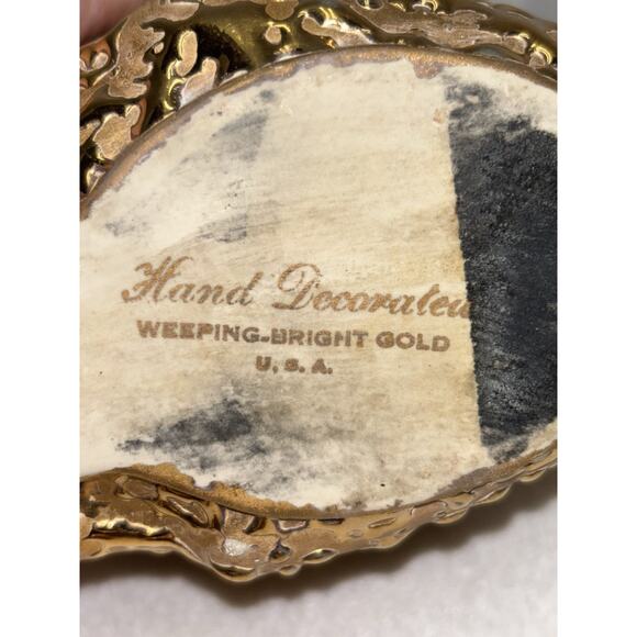 Set of 4 Vintage 22 K Hand Decorated Weeping Bright Gold Swans Ceramic Planters - Picture 6 of 12